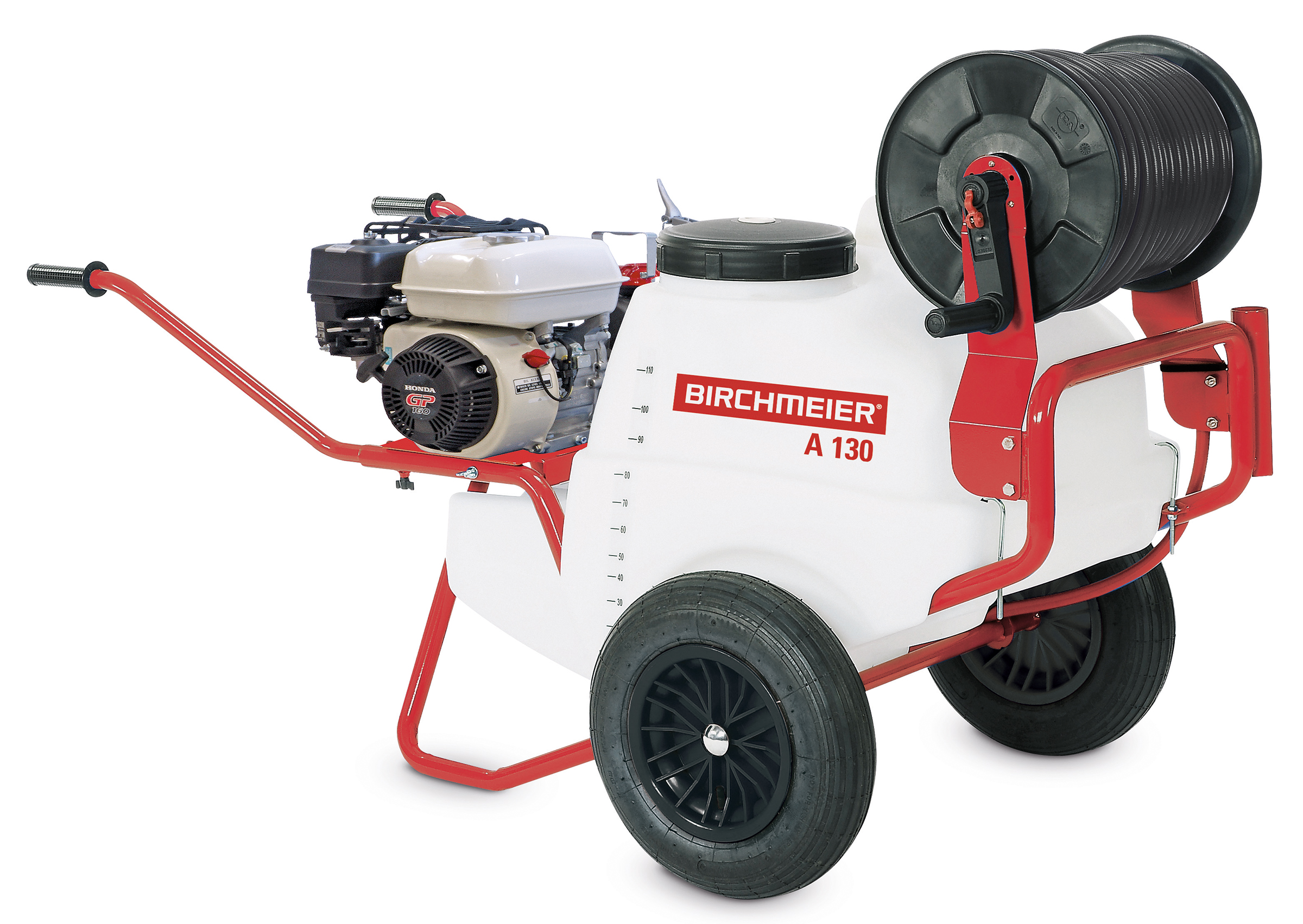 Pulvérisateur à brouette avec pompe moteur essence Honda 4-temps, réservoir de 130 L Pulvérisateur A 130 avec moteur Honda 4-temps